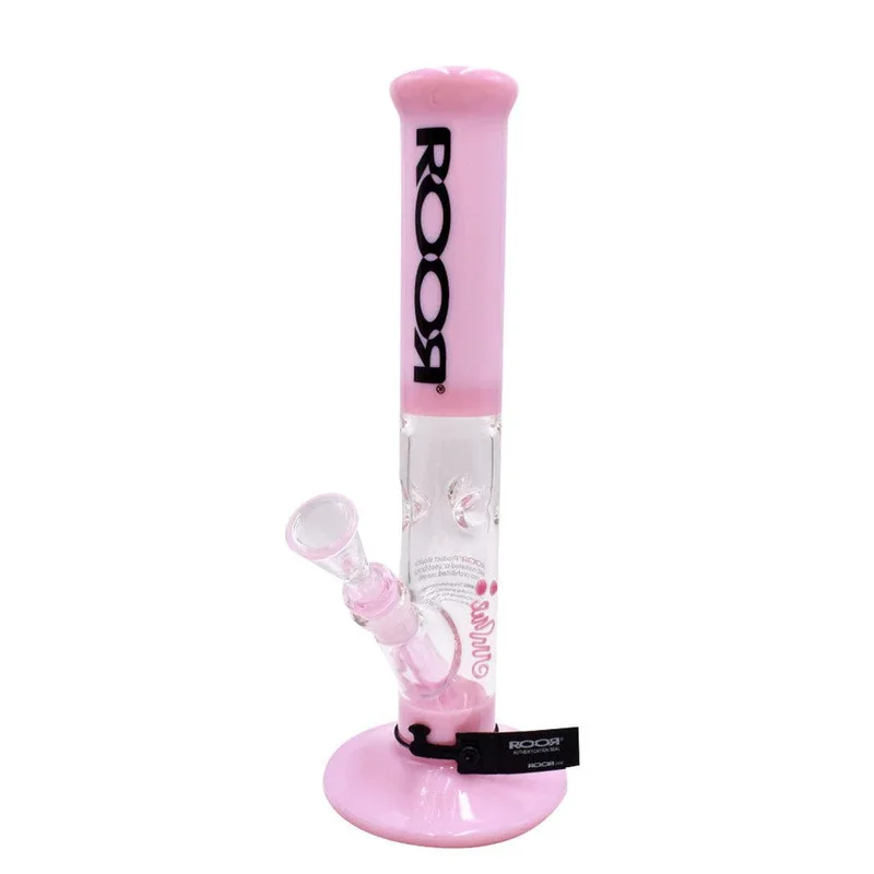 14" Roor Colored Straight Tube Bong - 50mm x 5mm - Pink & Black - (1 Count)