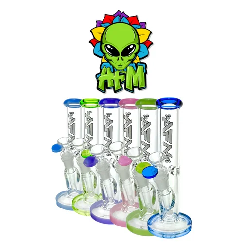 8" Colored Lip Clear Mini Straight Tube by AFM Glass *Drop Ship* (MSRP $49.99)