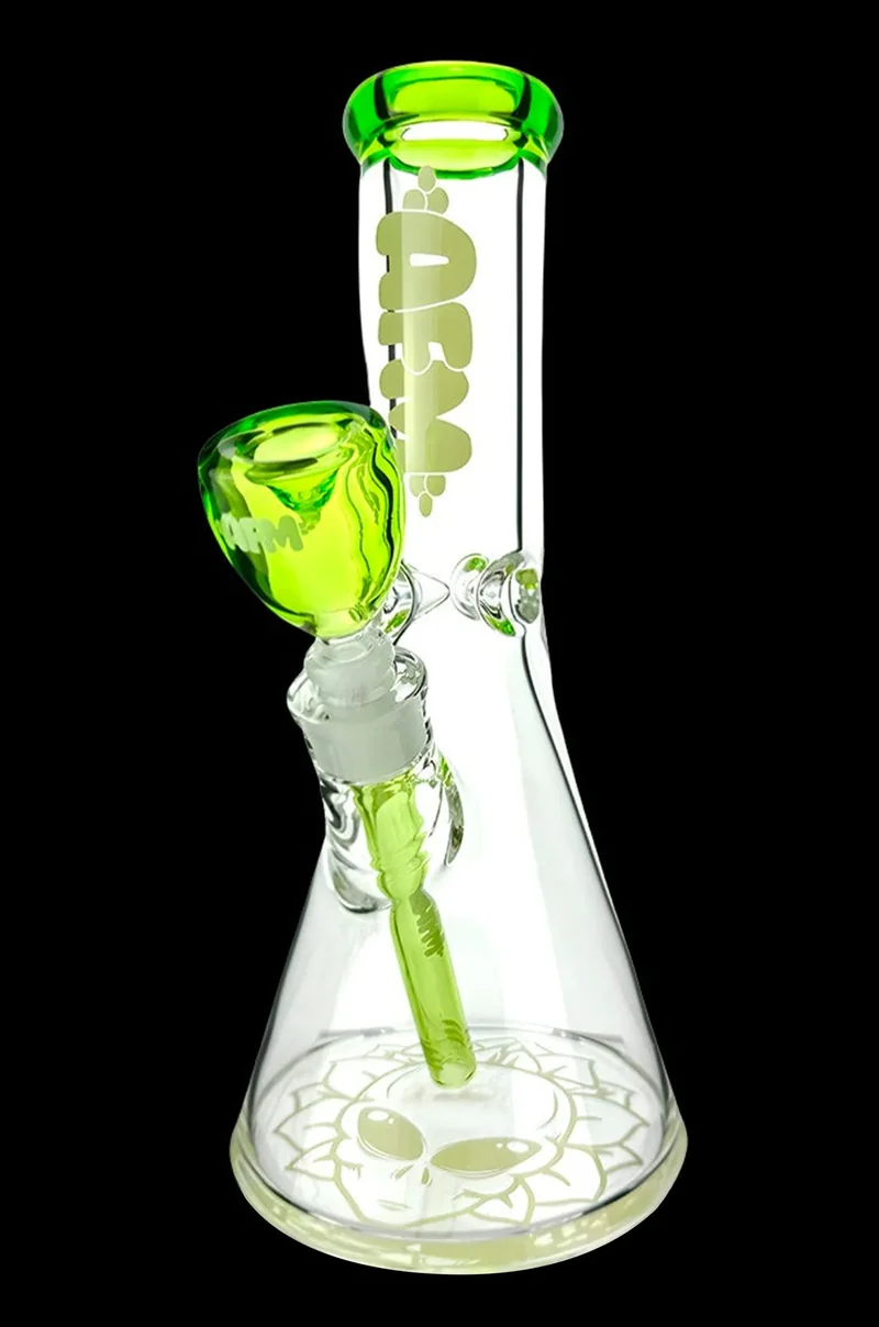 AFM Glass Chubbi Beaker Clear Colored Lip Beaker Bong Bundle