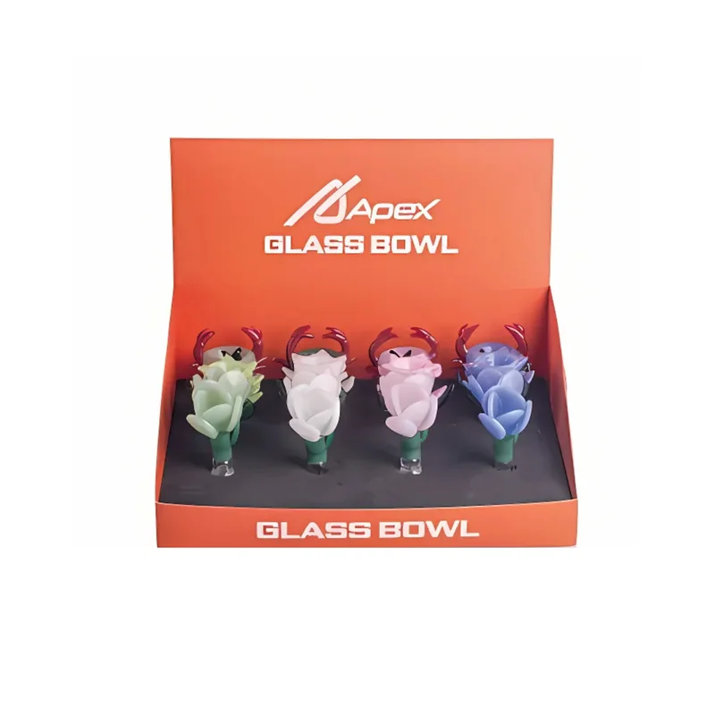 APEX GLASS FANCY BOWL ASSORTED COLORS DISPLAY OF 12 (BD2022)