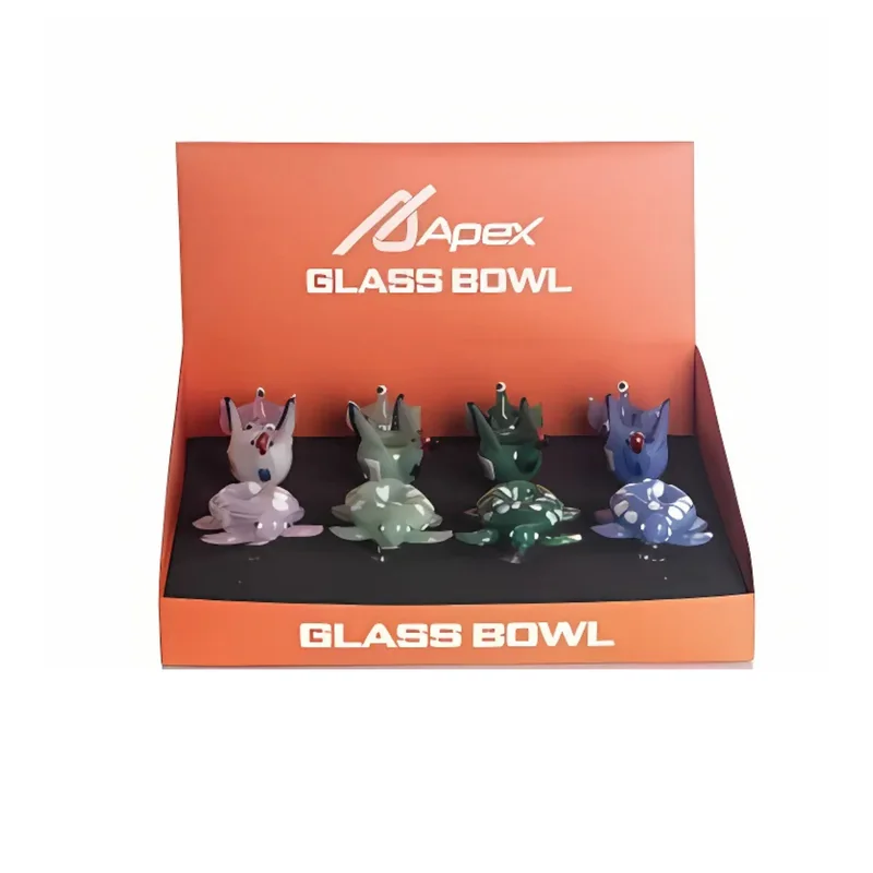 APEX GLASS FANCY BOWL ASSORTED COLORS DISPLAY OF 12 (BD2028)