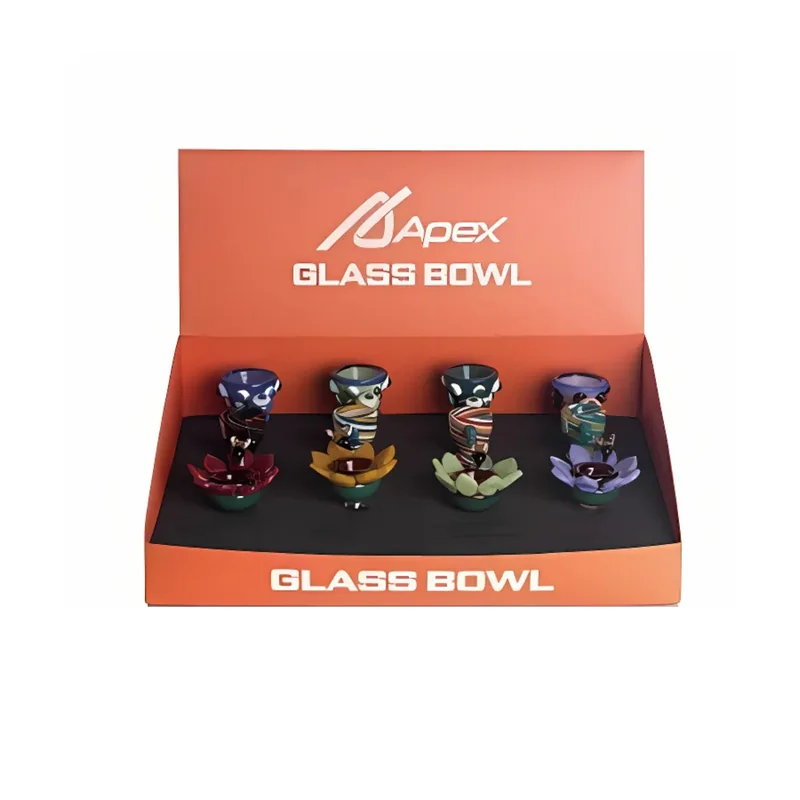 APEX GLASS FANCY BOWL ASSORTED COLORS DISPLAY OF 12 (BD2030)
