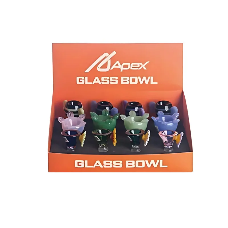 APEX GLASS FLOWER SERIES BOWL ASSORTED COLORS DISPLAY OF 12 (BD2024)