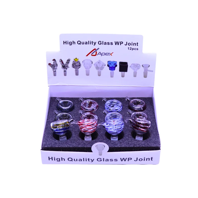 APEX PREMIUM GLASS BOWL CLEAR ASSORTED COLORS DISPLAY OF 12 (BD912)