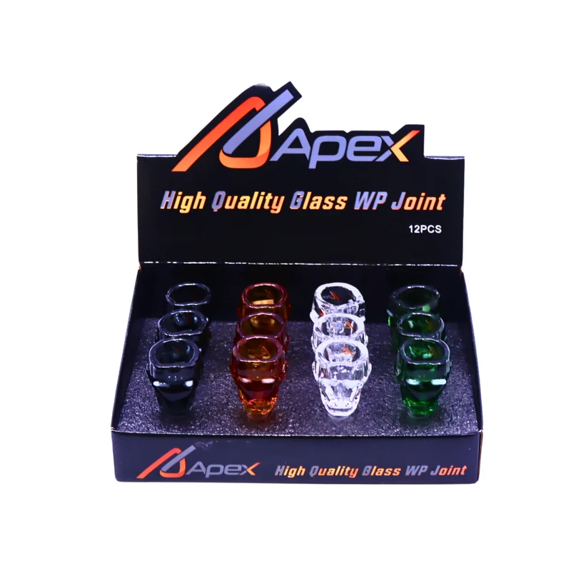 APEX PREMIUM GLASS BOWL MASK DESIGN ASSORTED COLORS DISPLAY OF 12 (BD928)