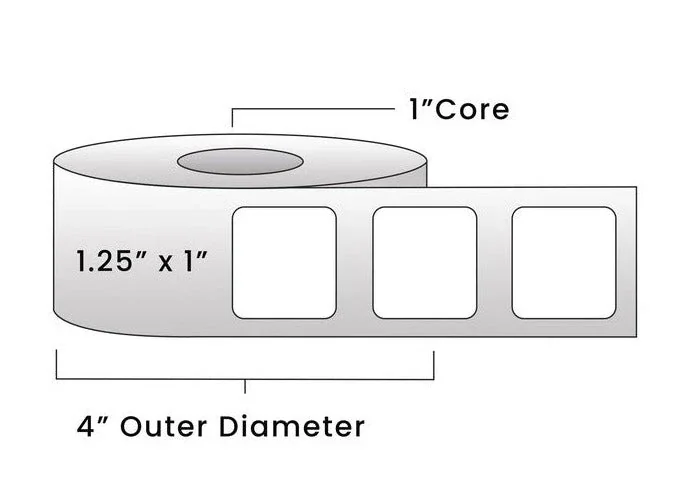 Direct Thermal Labels - Metrc Label - 1.25" x 1" - 1" Core / 4" Outer Diameter - (1,340 Labels Per Roll)