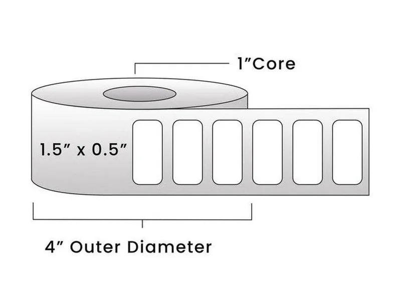Direct Thermal Labels - Metrc Label - 1.5" x 0.5" - 1" Core / 4" Outer Diameter - (2,400 Labels Per Roll)
