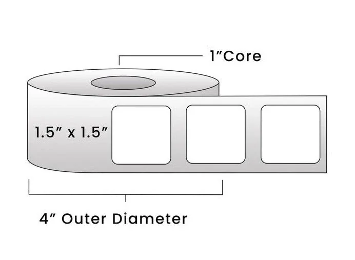 Direct Thermal Labels - Metrc Label - 1.5" x 1.5" - 1" Core / 4" Outer Diameter - (950 Labels Per Roll)