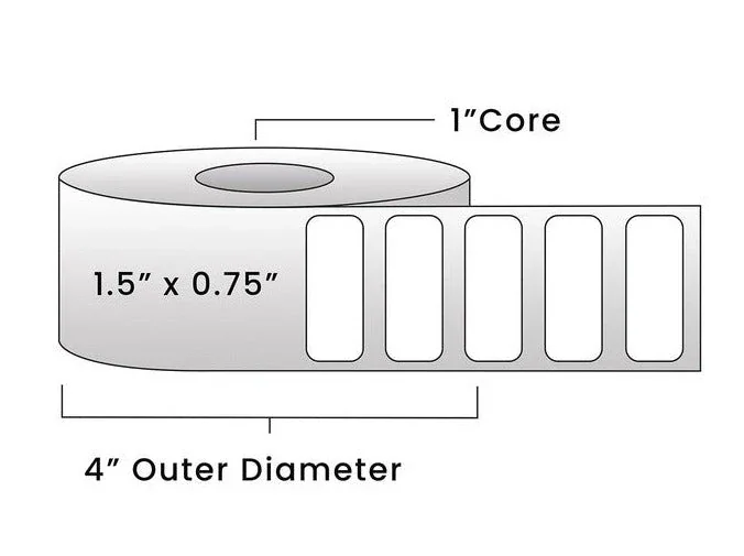 Direct Thermal Labels - Metrc Label - 1" x 0.75" - 1" Core / 4" Outer Diameter - (1,670 Labels Per Roll)