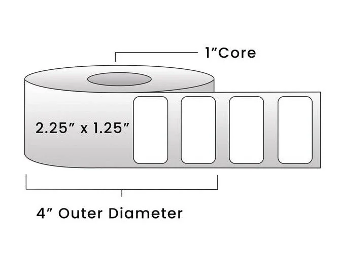 Direct Thermal Labels - Metrc Label- 2.25" x 1.25" - 1" Core / 4" Outer Diameter - (1,110 Labels Per Roll)