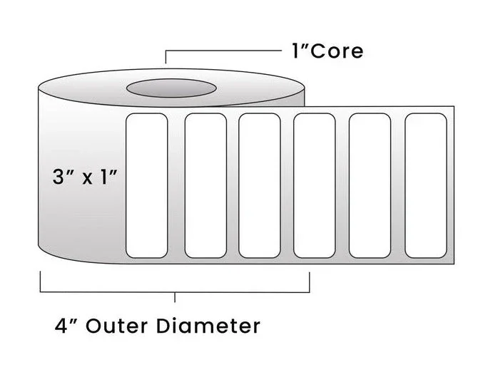 Direct Thermal Labels - Metrc label - 3" x 1" - 1" Core / 4" Outer Diameter - (1,375 Labels Per Roll)