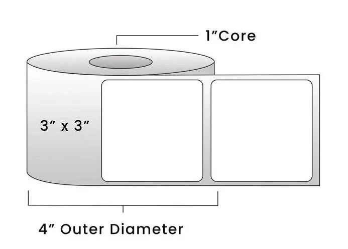 Direct Thermal Labels - Metrc Label - 3" x 3" - 1" Core / 4" Outer Diameter - (510 Labels Per Roll)