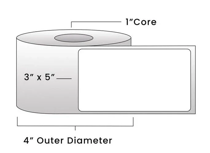 Direct Thermal Labels - Metrc Label - 3" x 5" - 1" Core / 4" Outer Diameter - (320 Labels Per Roll)