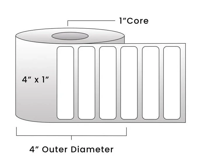 Direct Thermal Labels - Metrc Label - 4" x 1" - 1" Core / 4" Outer Diameter - (1340 Labels Per Roll)