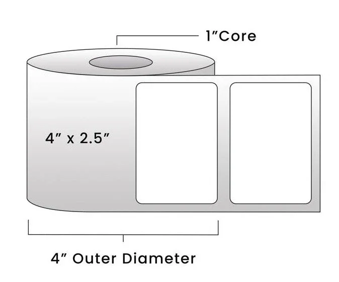 Direct Thermal Labels - Metrc Label - 4" x 2.5" - 1" Core / 4" Outer Diameter - (610 Labels Per Roll)