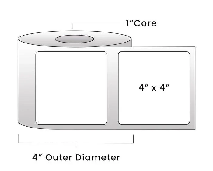 Direct Thermal Labels - Metrc Label - 4" x 4" - 1" Core / 4" Outer Diameter - (390 Labels Per Roll)