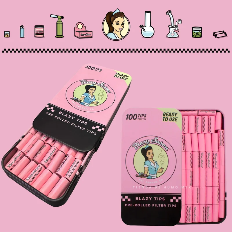 BLAZY SUSAN PINK FILTER 100CT TIPS DISPLAY OF 12