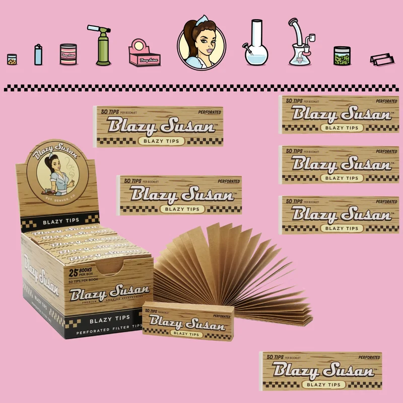 BLAZY SUSAN UNBLEACHED FILTER TIPS DISPLAY OF 25 (50PK)