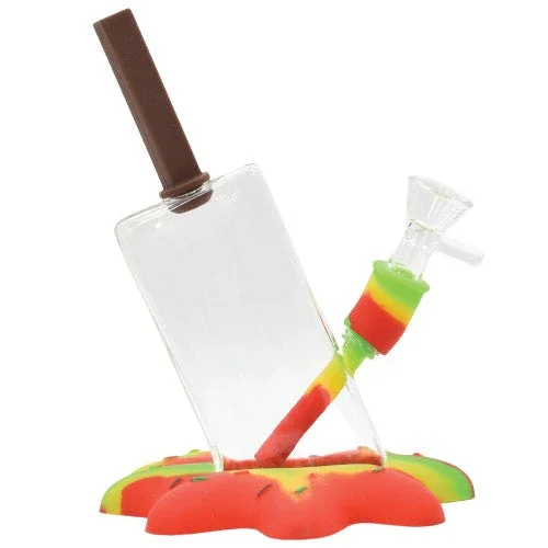 7" Dropped Popsicle Silicone Water Pipe - Color May Vary - (1 Count)