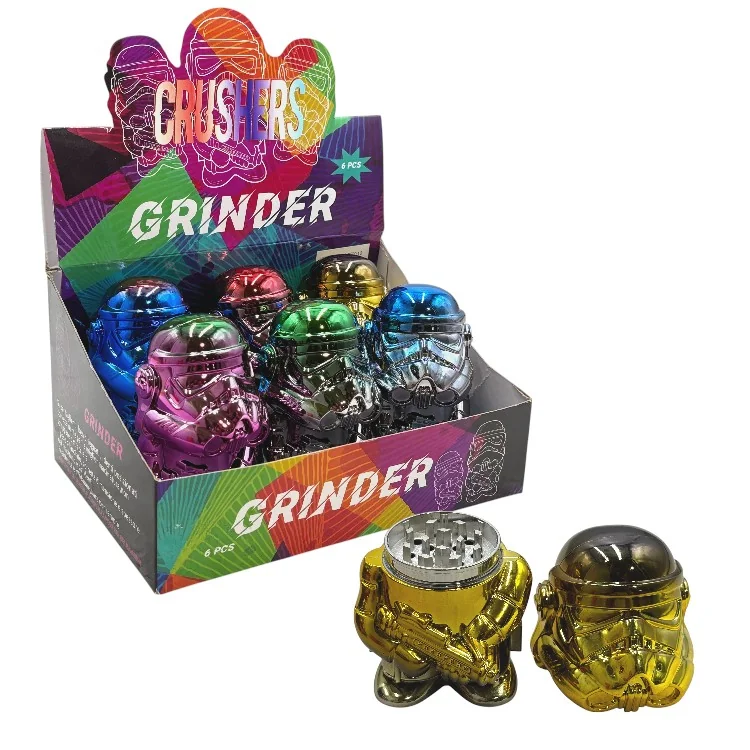 CRUSHERS SPACE MAN 108MM GRINDER ASSORTED COLORS DISPLAY OF 6 (GR7012)