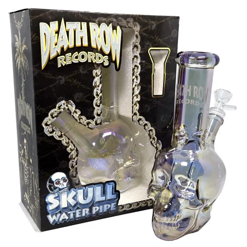 Death Row Records - 8" Assorted Metallic Skull Water Pipe - with 14M Bowl (MSRP $40.00)