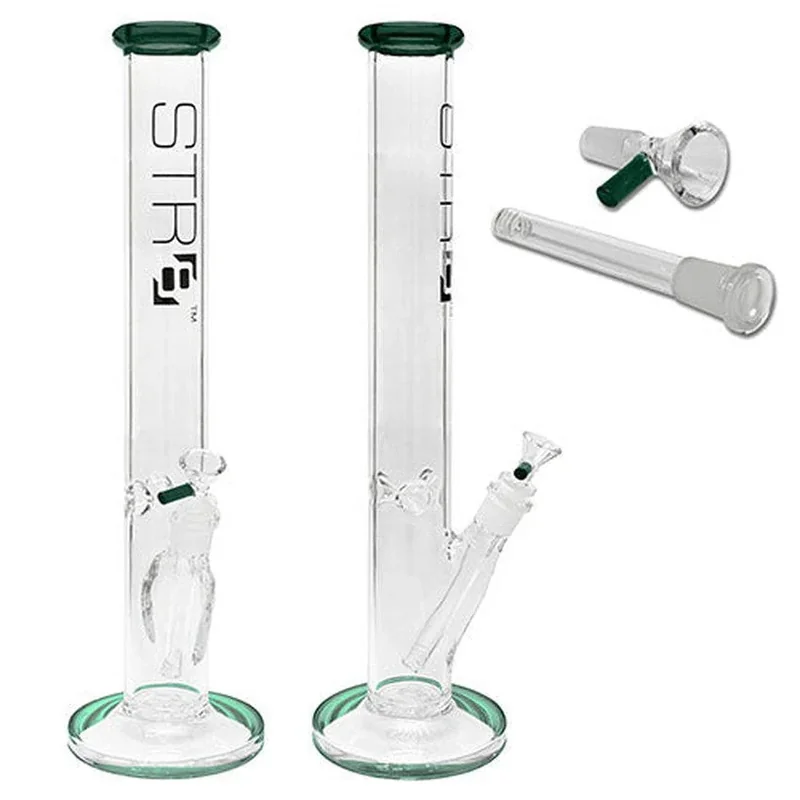 STR8 18" Water Pipe Straight Tube W/ Ice Catcher - Various Colors - (1 Count)