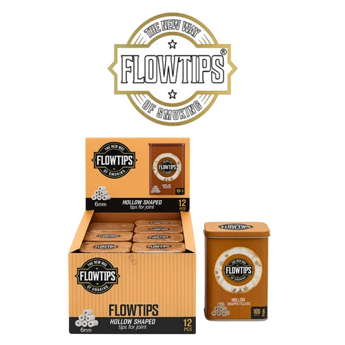 6MM Hollow Shaped Filter Tips By Flowtips 100ct (Display of 12) *Drop Ship* (MSRP $8.00 Each)
