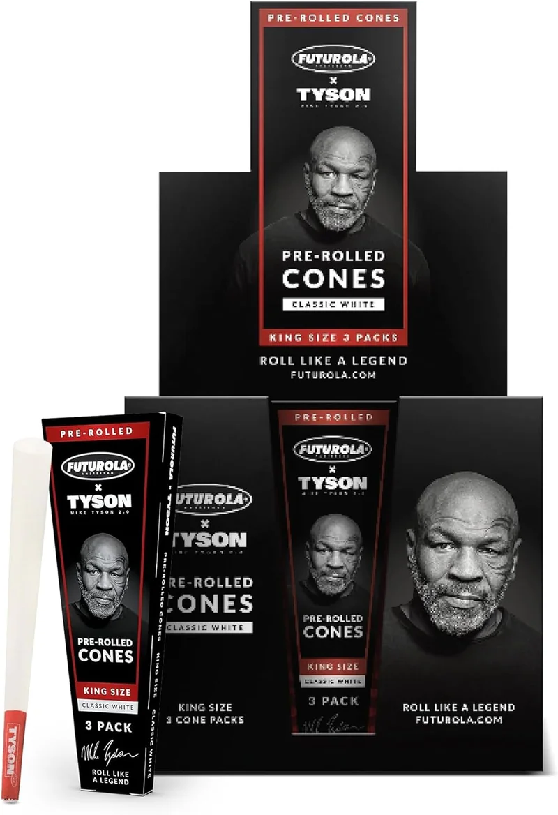 FUTUROLA X TYSON KING SIZE CONES WITH FILTERS DISPLAY OF 30 (3PK)