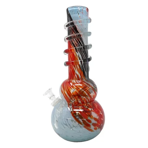 12" Double Bubble Color Slash Assorted Soft Glass Water Pipe - with 14M Bowl (MSRP $50.00)