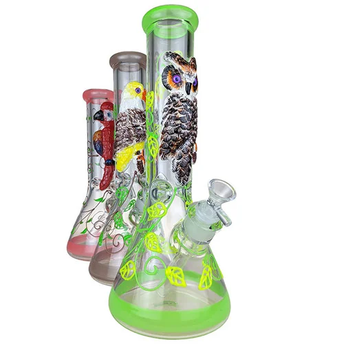 14" Color Trim Glow In The Dark Outer Work Beaker Water Pipe - with 14M Bowl (MSRP $120.00)