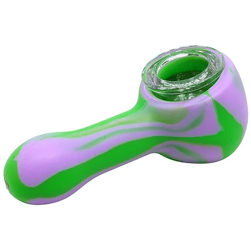 3" Silicone Mixed Color Glass Bowl Spoon Hand Pipe (MSRP $5.00)