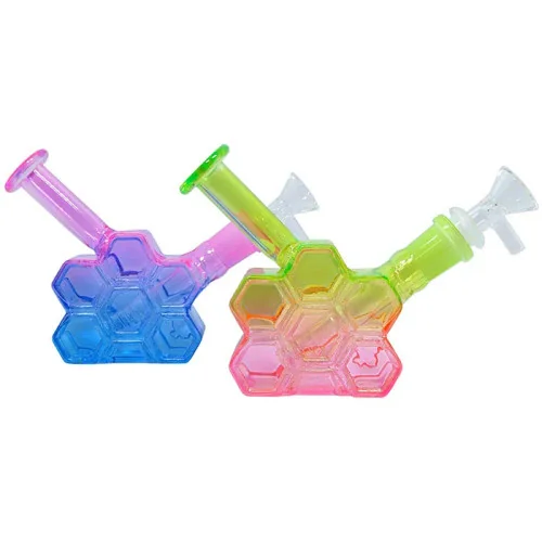 4" Tri Color Honeycomb Water Pipe - with 14M Bowl & 4mm Banger (MSRP $40.00)