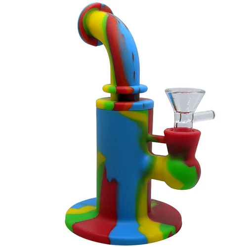 6.3" Silicone Mixed Color Banger Hanger Water Pipe - with 14M Bowl & 4mm Banger (MSRP $30.00)