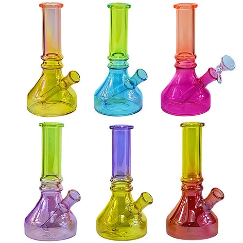 6" Assorted Dual Color Electro Plated Beaker Water Pipe - with 14M Bowl (MSRP $30.00)