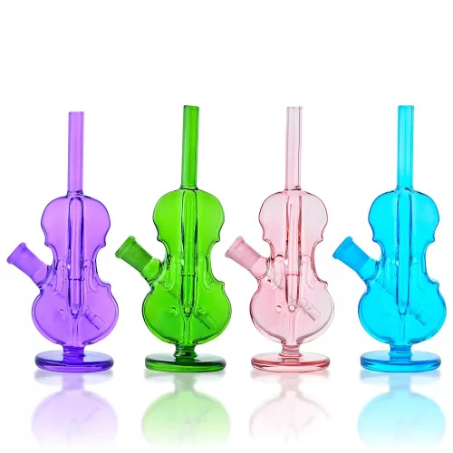 7.5" Assorted Color Violin Water Pipe - with 14M Banger (MSRP $35.00)