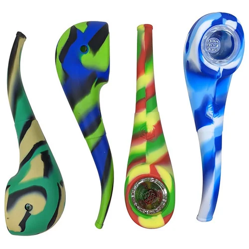7" Assorted Mixed Color Silicone Sherlock Hand Pipe (MSRP $60.00)