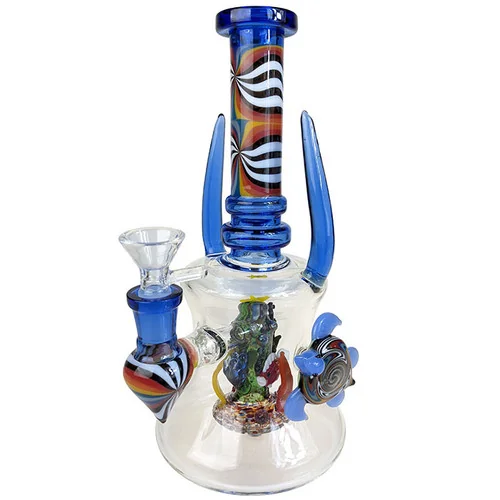 8.5" US Color Under the Sea Perc Dual Horn Banger Hanger Water Pipe - with 14M Bowl (MSRP $140.00)