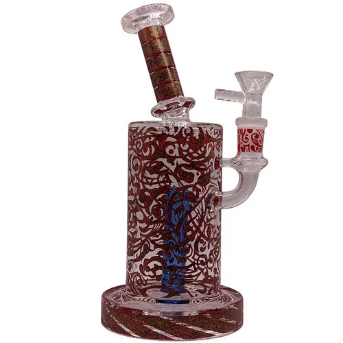 9" Decal Rig Assorted Color Water Pipe - with 14M Bowl & 4mm Banger (MSRP $50.00)