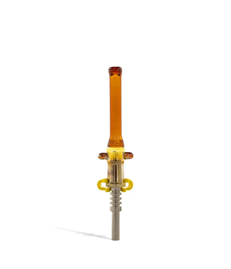 5 inch Fumed Glass Nectar Straw with Colored Dots and 14mm Tip