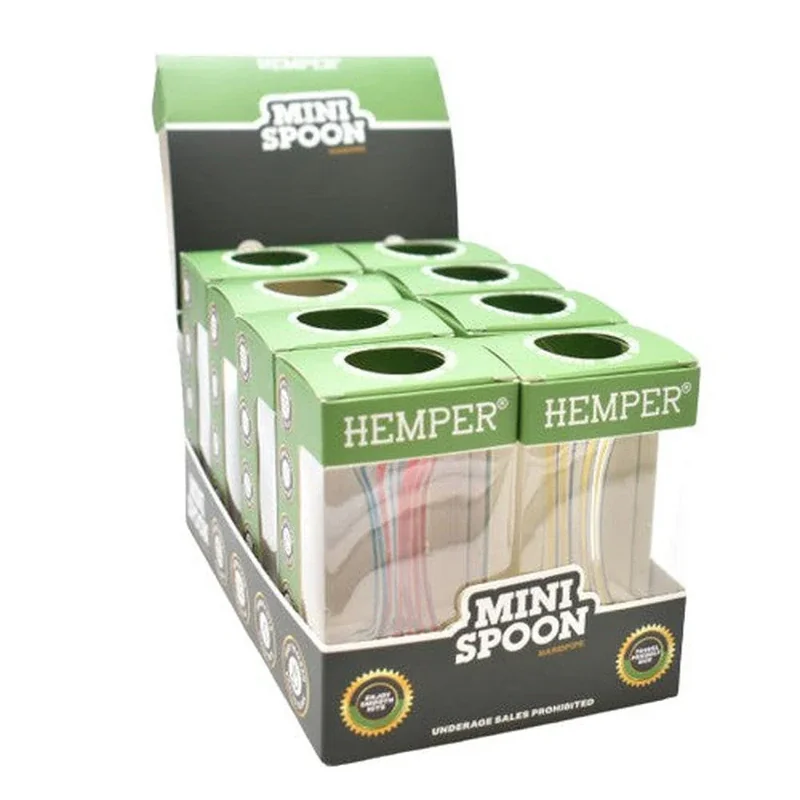 3.5" Hemper Mini Spoon Display - Colors May Vary - (1 or 8 Count Display)
