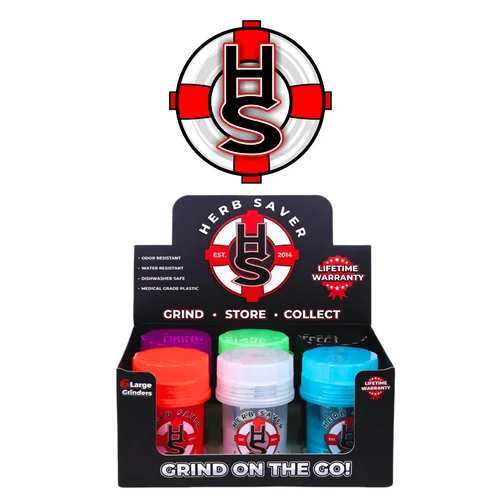 Herb Saver Grinder - Large - Assorted Color (Display of 6) *Drop Ship* (MSRP $14.99 Each)