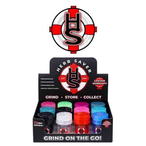 Herb Saver Grinder - Mini - Assorted Color (Display of 12) *Drop Ship* (MSRP $12.99 Each)