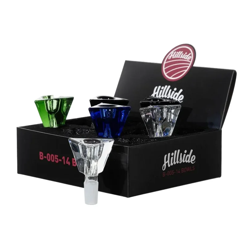 Hillside 14mm Male Pyramid Bowl Display - Colors May Vary - (6 Count Display)