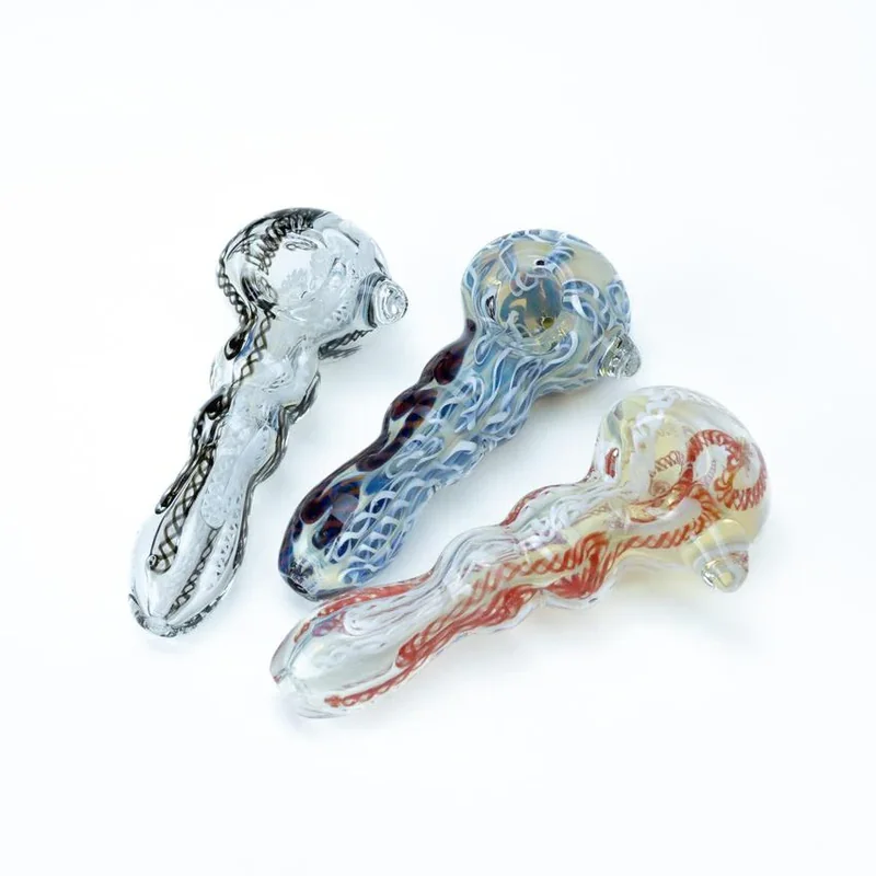 5" Artisan Swirl Glass Hand Pipe - Color & Design May Vary (1 Count)