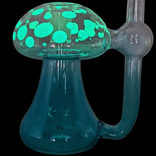 5" Glow in the Dark Color Mushroom Bubbler Water Pipe - with 10M Banger (MSRP $40.00)