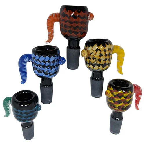 US Color Latticino Wrap Down Horn Black Tube Bowl 14M (MSRP $30.00)