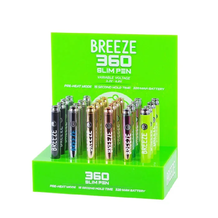 Breeze 510 Thread 360 Slim 320mAh Battery - Assorted Colors - (24 Count Display)
