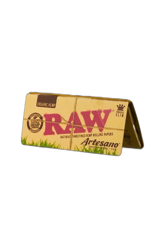 RAW Organic Hemp Artesano King Size Slim Papers + Tips
