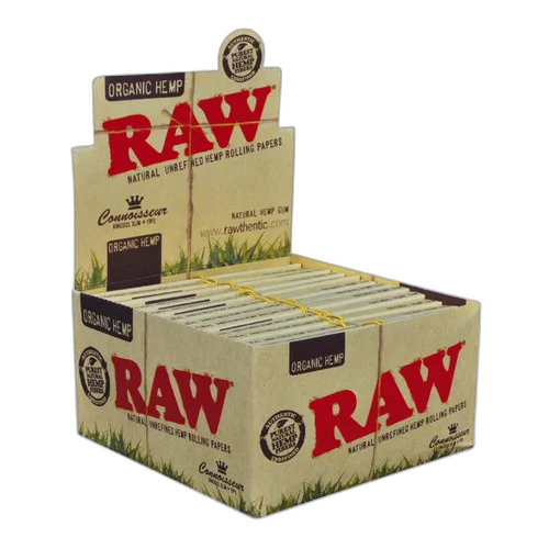 RAW® - Organic Hemp Connoisseur Rolling Papers King Size Slim with Tips (32ct) - Display of 24 (MSRP $3.00ea)