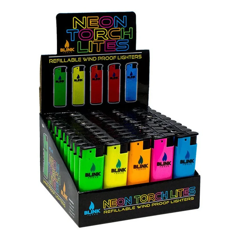 559 - Blink Windproof Lighter Display - Assorted Neon Colors - (50 Count Display)